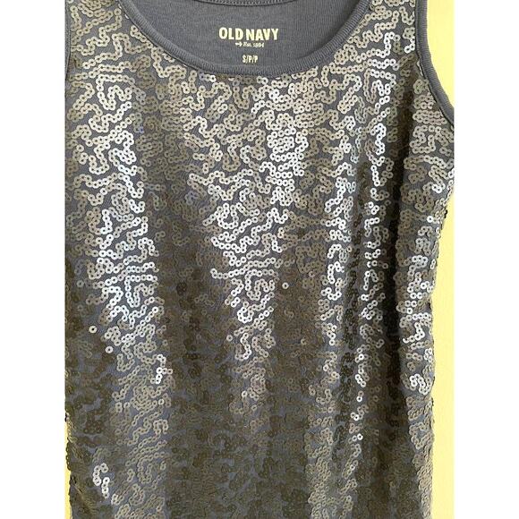 Old Navy Womens Scoop Neck Navy Sequin‎ Tank Top Size Small - Picture 2 of 5